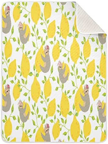 Pigsaly Preguinchas fofas Limões amarelos Cobertores de bebê 30 x 40 em folhas verdes Cobertador de berço recém -nascido Cabe