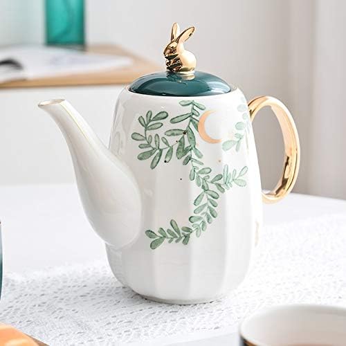 Cascas de chá verde xícaras e canecas em casa nórdica coelho bule de estar de cerâmica de cerâmica de água de cinco peças com bandeja de chá de chá