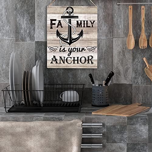 Família de decoração da fazenda é a sua âncora de madeira pendurada sinal de banheiro decoração de cozinha presente