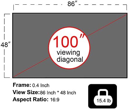 PDGJG Ambient Light Rejeitando a tela de projeção de quadros fixo 60 -100 Border estreita Bordeira Black