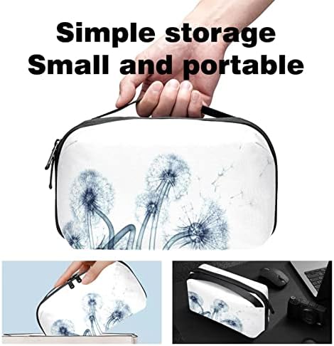 Organizador eletrônico Small Travel Cable Organizer Bag para discos rígidos, cabos, carregador, USB, cartão SD, arte de dente -de -leão