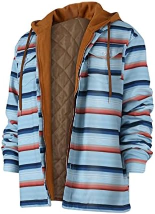 Jaquetas para homens masculino de botão ladeado para baixo camisa xadrez Adicionar veludo para manter jaqueta quente com capuz