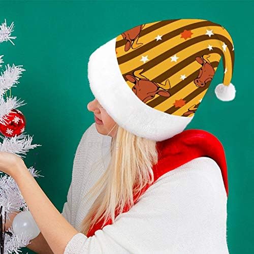 Natal Papai Noel, Bull Head Stars Stripe Xmas Holiday Holding for Adults, Unisex Comfort Christmas Hats