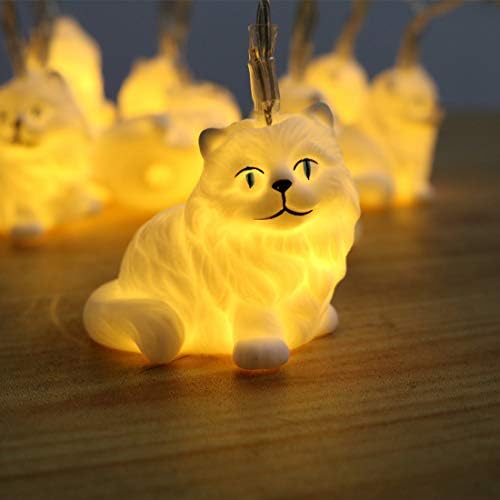 Luzes de cordas de gato persa, 5ft/1,5m 10 LEDs Bateria alimentada com luzes de cordas de animais para festa em casa, quarto de crianças, quarto de crianças, biblioteca ou qualquer decoração para festas infantis.