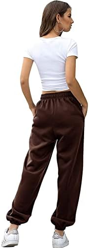 Calçam as femininas para baixo calças de moletom bolsões de cintura alta esportiva de ginástica atlética calças de calças de corredor