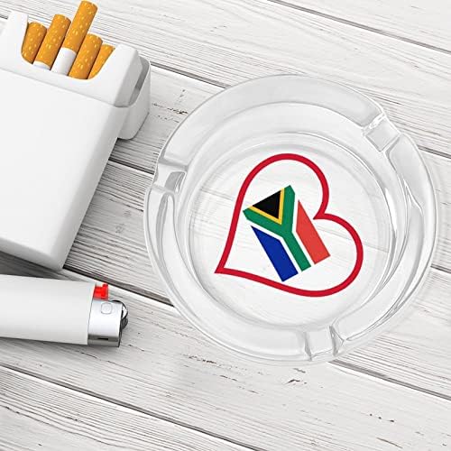 Amo South_Africa Red Heart Round Glass Ashtrays Holder for Cigarettes Caso Facting Smoking Ash Bande