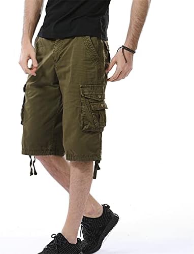 Shorts de bolsos multi -shorts de sarja de algodão masculino