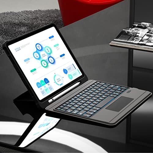DOKYW IPAD destacável Pro 12.9 Case com teclado 6º 5º 4º 3º Geração, Magnetic Wireless Bluetooth iPad Pro 12.9 Caixa de teclado com trackpad, retroilumide
