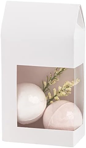 Caixas de presente de Hammont | Belas caixas de papel altas com janela | Branco, 6,75x3.5x2 | Caixas de presente para festas, férias, casamentos, aniversários etc. | Cupcakes, biscoitos, doces e muito mais