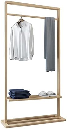 Rack de vestuário Rack de madeira Rack Stand com prateleiras de armazenamento de 2 faixas para chapéus de roupas