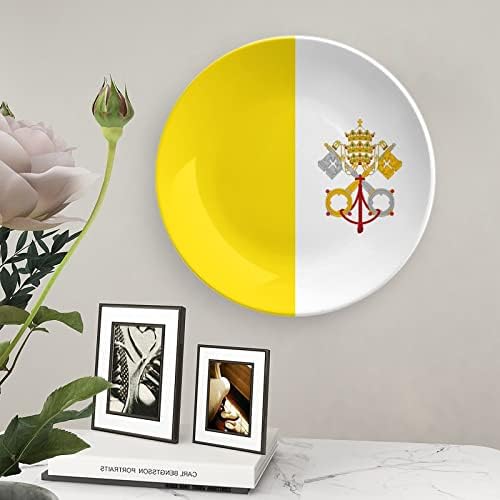 Placa decorativa de cerâmica da bandeira do Vaticano com exibição Stand pendurada no aniversário
