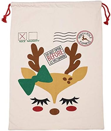 Yookay 2 Pacote de Natal e renas de renas masculina sacos de presente Santa com cordão de cordão extra grande 27 x19