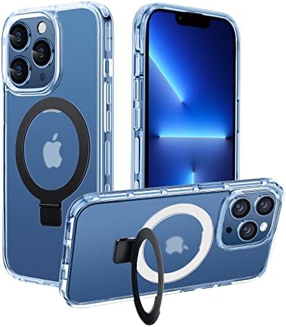 Nuoku Magnetic Invisible Stand para o iPhone 13 Pro Max Case, capa esbelta à prova de choque, PC rígido de proteção híbrida premium com arestas macias compatíveis com MagSafe, 6,7 polegadas