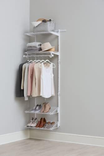 Kit de prateleira de armário expansível de Rubbermaid, 2-4 pés, branco, para casa/armário/garagem/lavanderia/mudroom/porão/casa