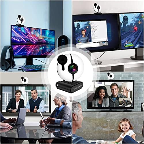 Cosyeasy 60fps webcam com microfone e suporte para desktop, fhd 1080p comparável 2k 4k webcam com luz