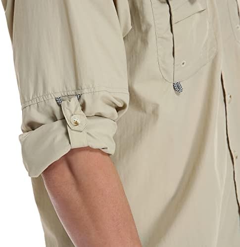 LRD Men's UPF 30 Camisas de pesca de manga comprida Button Down Down Sun Protection
