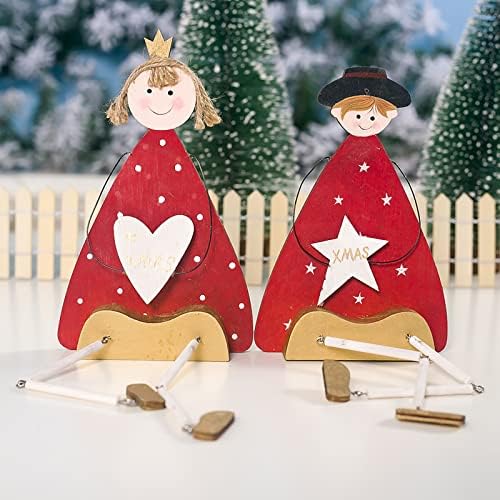 Pomobie natal decorativo de madeira pintada de natal ornamentos criativos para pernas longas mesa de natal