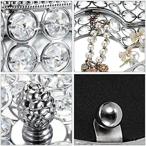 Elldoo Crystal Jewelry Box Shape do coração Organizador de bugigangas com brincos de tampa Ringas Vintage Treasure Caixa de lembrança para vestido de noiva de namorados decoração de quarto, prata