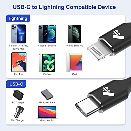 AIONEUS USB C TO CABO DE LAVERO 3 pés 2pack, Cabo de iPhone com certificação MFI para digitar C Cabo de carregamento