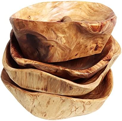 Tigela criativa da tigela de madeira raízes esculpidas tigela artesanal de madeira real de madeira de madeira 10 -12