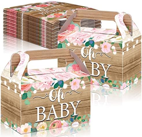 24 PCs Floral Baby Shower Party Favor Caixas Caixas de chá de bebê rústicas Caixa de papel de presente pequena caixa