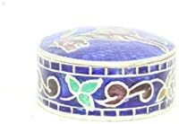 Rajasthan Gems Box Box Box Box Cloisonne Blue esmalte trabalho 925 Sterling Silver Animal Tiger - 3