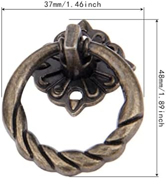 Ganfanren 5pcs anel puxar botões de bronze antigo alça redonda de zinco com parafuso de mobiliário vintage