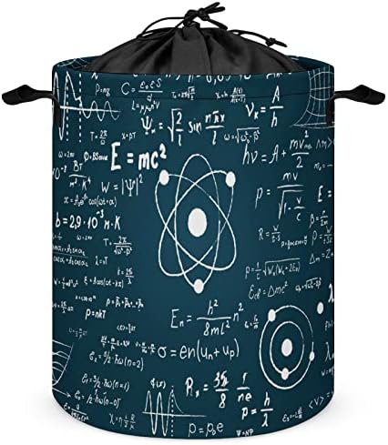 Física e cesta de lavanderia de fórmula científica e matemática com lavanderia de lavanderia de sacos de armazenamento para viagens em casa