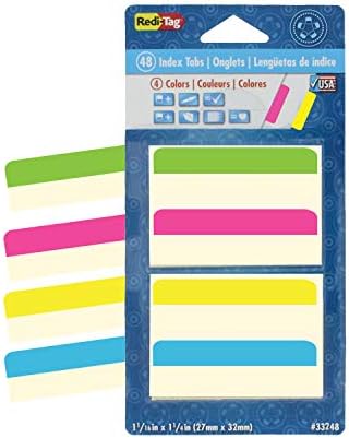 Guias de índice removíveis de redação de tag-tag, 2 x 11/16 polegadas, 48 ​​guias por pacote, 4 cores