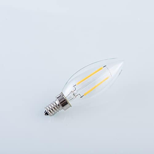 Shuwdkar 12V Candelabra lâmpada de lâmpada de baixa tensão de 25 watts equivalente, lâmpada de 12V LED E12 3000K 24Volt Candelabra Bulbs para RV, 6 pacote