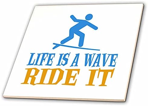 3drose imagem de palavras a vida é um onda de passeio com símbolo de surfista - azulejos