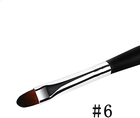 Slnfxc ail escova de unhas em gel esmalte de pintura de pintura tamanho oval nylon cabeça preta maçaneta de madeira manicure ferramenta diy
