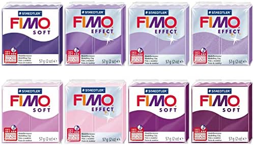 FIMO Soft & Effect Polymer Forn Modeling Clay - 57g - Conjunto de 8 - tons roxos