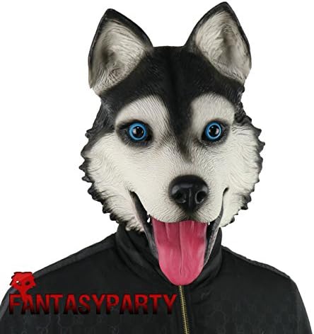 Fantasyparty Novelty Halloween Festume Party Full Head Latex Dog Head Mask （Husky）