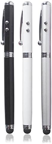 Caneta de caneta, [2 pcs] 4-in-1 universa de tela de toque caneta + caneta de esfero + ponteiro + lanterna LED