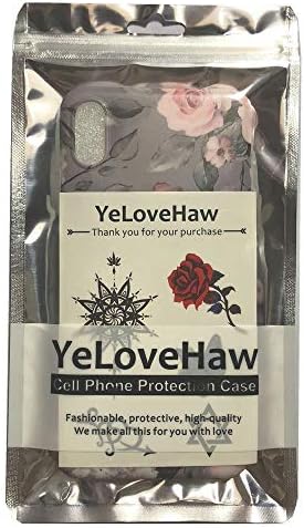 Caso máximo de YeloveHaw iPhone XS para meninas, capa flexível e flexível de telefone de folhas de folhas floral e cinza roxa para iPhone XS máx.
