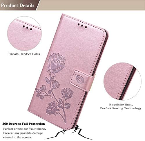 Monwutong Cartet Case for Samsung Galaxy A23 5G/4G, Caixa de couro PU do padrão de choque com padrão de flor de rosa com fecho magnético e capa de slots de cartão para Samsung Galaxy A23, mg rosa