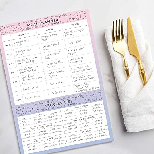 Sweetzer & Orange Meal Planner Notepad e Lista de compras | Plaw de 7x10 polegadas para planejamento