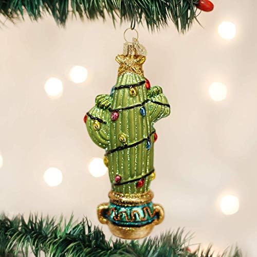 Ornamentos de Natal do Velho Mundo: Ornamentos de Glass de Cacto de Natal para a Árvore de Natal