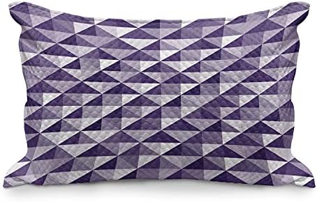 Ambesonne Abstract Coltted Proachcuver, triângulos de estilo monocromático formando quadrados diagonais, capa padrão de travesseiro de sotaque de tamanho king para quarto, 36 x 20, quartzo roxo cinza