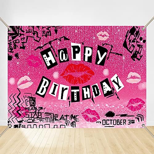 Felizotos rosa quente feliz aniversário cenário para garotas festas graffiti sua mesa de bolo de aniversário