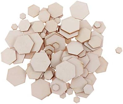 Pedras de madeira inacabadas de 100ciolas formas hexagonais de madeira em branco para suprimentos de bricolage, artesanato, decoração confortável e ambientalmente prática e hábil