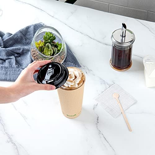 Restaurantware Sustain 20 oz Kraft Paper Coffee Cup - Compostável, parede de ondulação - 3 1/2 x 3 1/2 x 6 1/4 - 250 Caixa de contagem