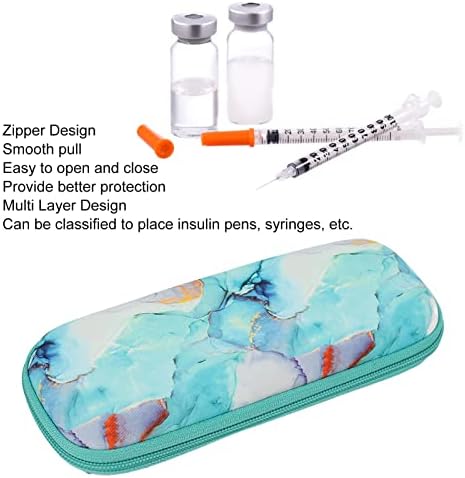 Caixa de viagem mais fria de insulina, caneta de insulina verde de mármore, estondo casos para diabéticos saco