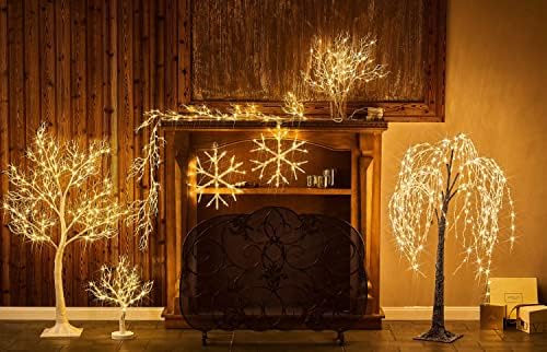 Litbloom White Tree with Lights Plug in 4ft 150 Fairy Lights, Trees de galhos de coral iluminados para decoração de Páscoa de Natal em casa externa em casa externa