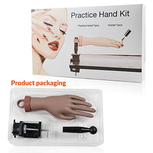 Pratique a mão para unhas de acrílico, kit de mãos de prática de unhas reutilizadas com braçadeiras