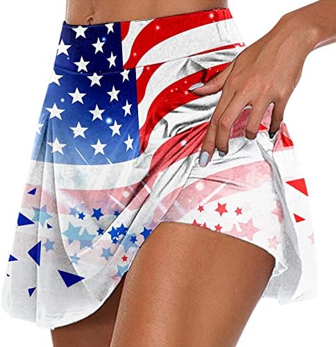 4 de julho American Flag Athletic Shairs com shorts para mulheres Skorts de golfe plissados ​​com cintura alta