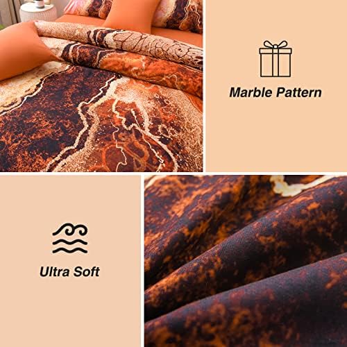 Um marmore noturno agradável, como o conjunto de roupas de cama impresso na montanha, design de arte em aquarela de estilo retrô, conjunto de edredom ultra macio, cama de 7pcs em uma bolsa, rainha, laranja