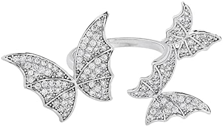 Anéis de borboletas estéticas anéis abertos anel feminino indicador de zircões de dedo simples feminino Micro-set butterflys jóias de anel