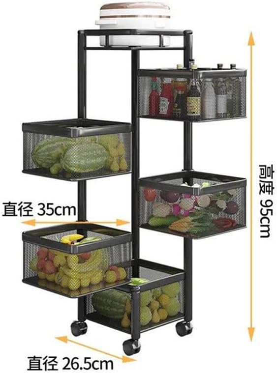 N/A Multi-camada de camada de cozinha rack de armazenamento vegetal e cesta de frutas carrinho de rack de armazenamento